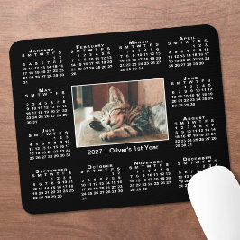 Modern 2027-kalender Ditt fotonamn på svart Musmatta