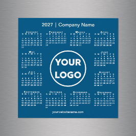Modern 2027 Kalender Företagets Logotyp Blå Magnet