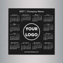 Modern 2027 Kalender Företagets Logotyp Svart Magn