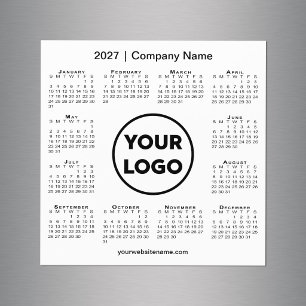 Modern 2027 Kalender Företagets Logotyp Vit Magnet