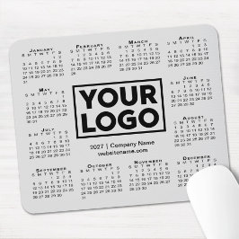 Modern 2027 kalender företagslogotyp grå musmatta
