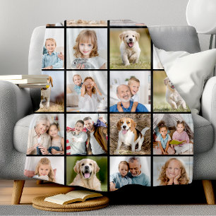 Modern 20-Personlig för fotosamling - enkel familj Fleecefilt