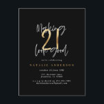 Modern 21:a födelsedag, svart och guld vykort<br><div class="desc">Modern 21:a födelsedag,  typografi svart och guld,  födelsedagsinbjudan. Modern elegant för snyggt av skripttext. En del av en samling.</div>