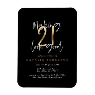Modern 21:a födelsens typografi svart och guld magnet