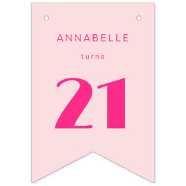Modern 21st Tjugoförsta Rosa Födelsedagsfest Vimplar