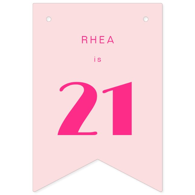Modern 21st Tjugoförsta Rosa Födelsedagsfest Vimplar (Första flaggan)