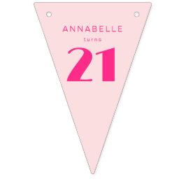 Modern 21st Tjugoförsta Rosa Födelsedagsfest Vimplar