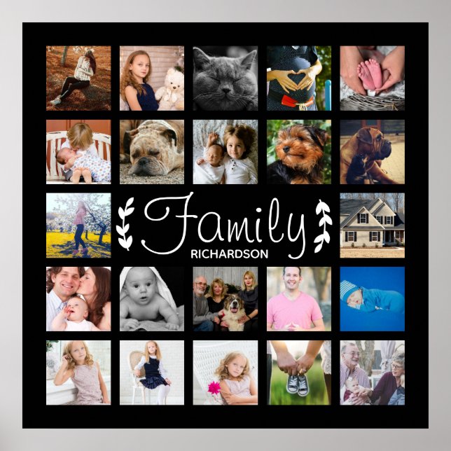 Modern 22-familjsfoto Collage Laurels Poster (Framsidan)