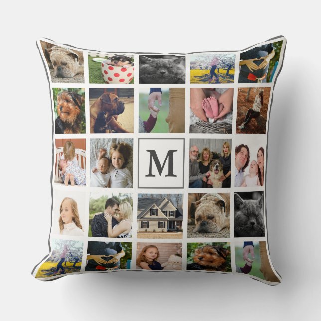 Modern 24 fotomonogram och familjen Namn Kudde (Framsida)