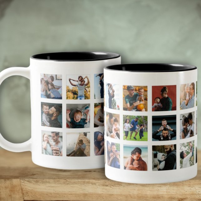 Modern 24 Insta Fotokollage Minnessak  Två-Tonad Mugg (Skapare uppladdad)