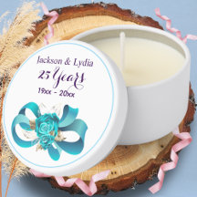 Modern 25-årsjubileum Blå Blommig Rosett Tack