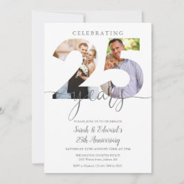 Modern 25-årsjubileum för bröllop 2 bilder  inbjudningar