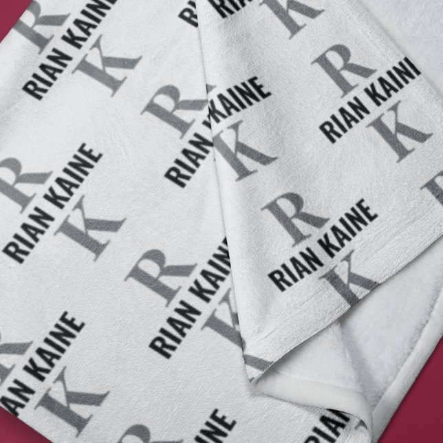 Modern 2-brev Monogram upprepad uppklarning Fleecefilt (Skapare uppladdad)