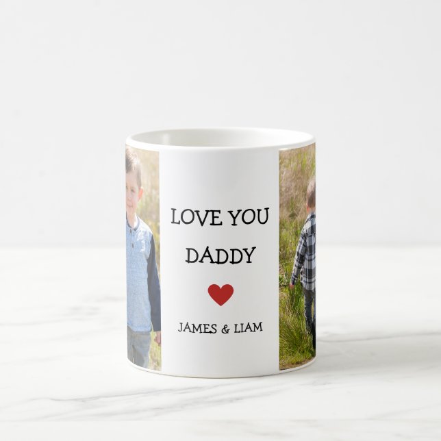 Modern 2 fotfoto Kärlek Du pappa Fars dag Gift Kaffemugg (Center)