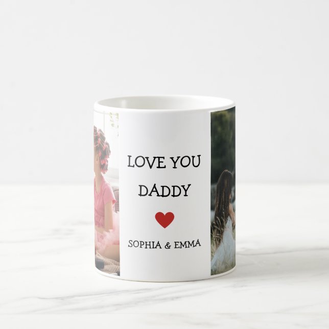 Modern 2 fotfoto Kärlek Du pappa Fars dag Gift Kaffemugg (Center)