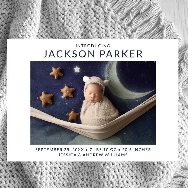 Modern 2-foto Boy Birth Meddelande (Skapare uppladdad)