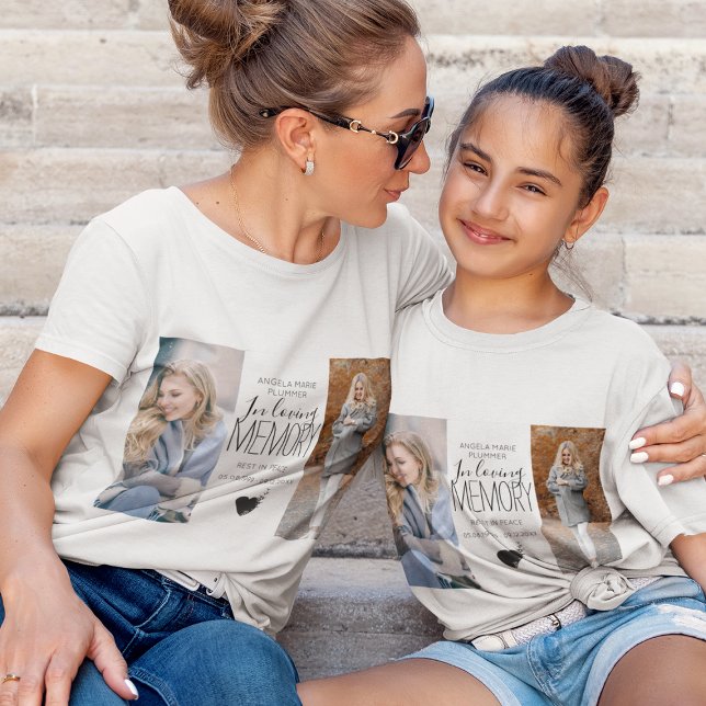 Modern 2-foto i Loving Memory Tribute T Shirt (Skapare uppladdad)