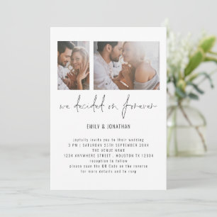 Modern 2-foto QR-kod Romantic Bröllop Inbjudningar