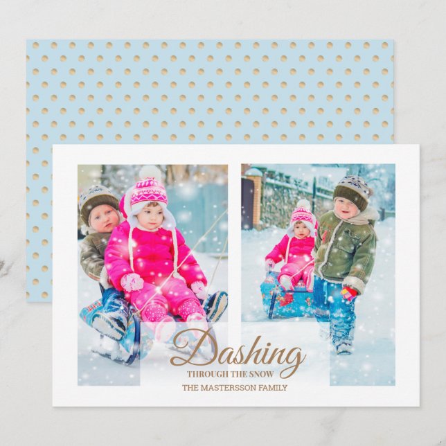 Modern 2-foto som snurrar igenom jul i Snö Inbjudningar (Fram/baksida)