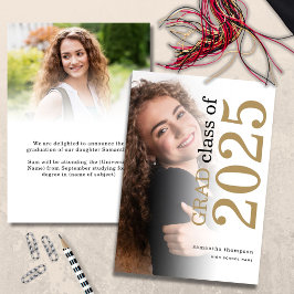Modern 2-foto, svart Guld-text 2023 Studenten Ann Meddelande