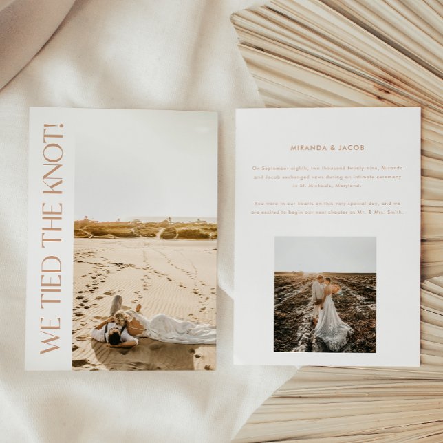 Modern 2-foto "We Bined the Knot" Elopement Meddelande (Skapare uppladdad)