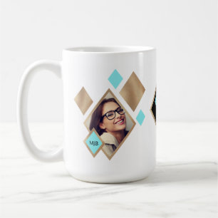 Modern 2 fotodiamantgeometri med Monogram Kaffemugg