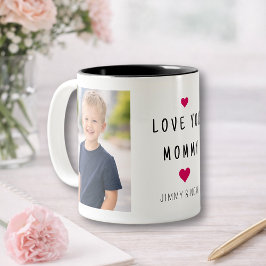 Modern 2 Fotokollage Love You Mamma Två-Tonad Mugg
