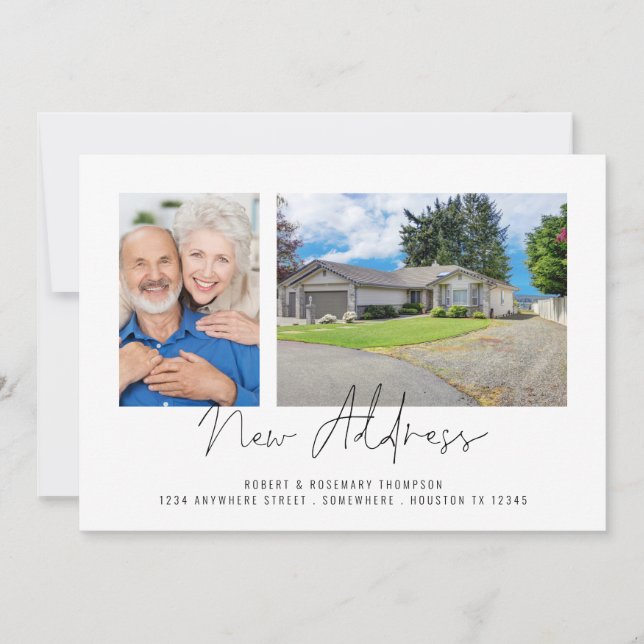 Modern 2-fotoskript Ny adress Meddelande (Framsida)