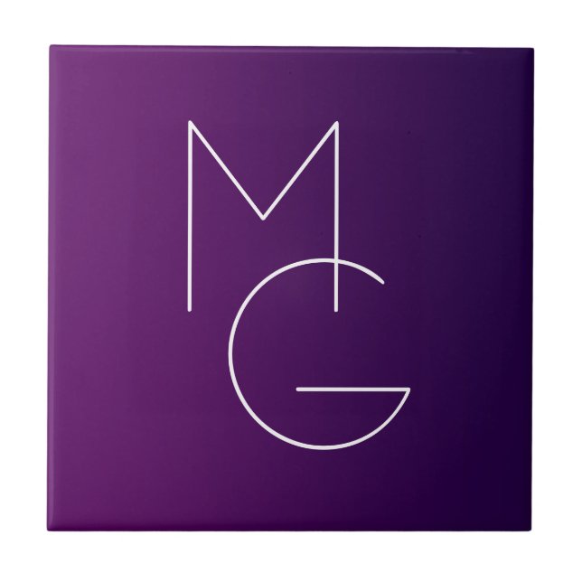 Modern 2 Initialer | Deep Lila Subtle Ombre Kakelplatta (Framsidan)