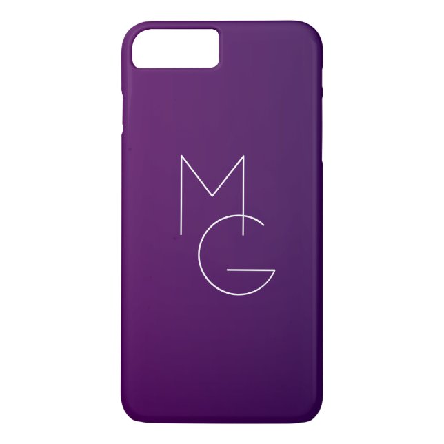 Modern 2 Initialer | Djup Lila Subtil Ombre Case-Mate iPhone Skal (Baksida)
