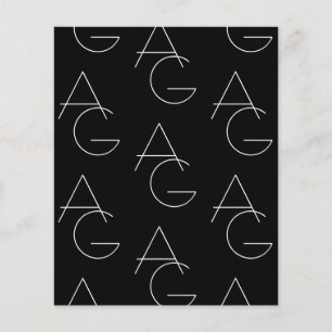 Modern 2 Initialer Mönster   Svart & Vitt Flygblad