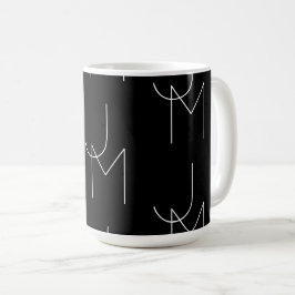 Modern 2 Initialer Mönster | Svart & Vitt Kaffemugg