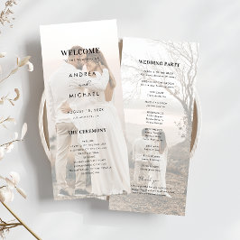 Modern 2-ljusmatade genomskinliga foton Bröllop Program