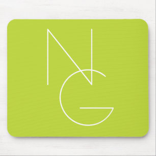 Modern 2 överlappande Initialer   Grön kalk Musmatta