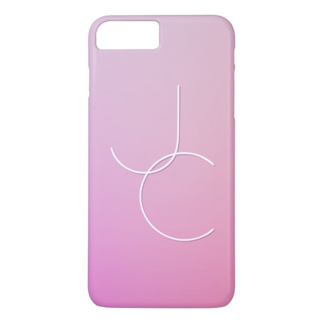 Modern 2 överlappande Initialer | Rosa Ombre Case-Mate iPhone Skal (Baksida)