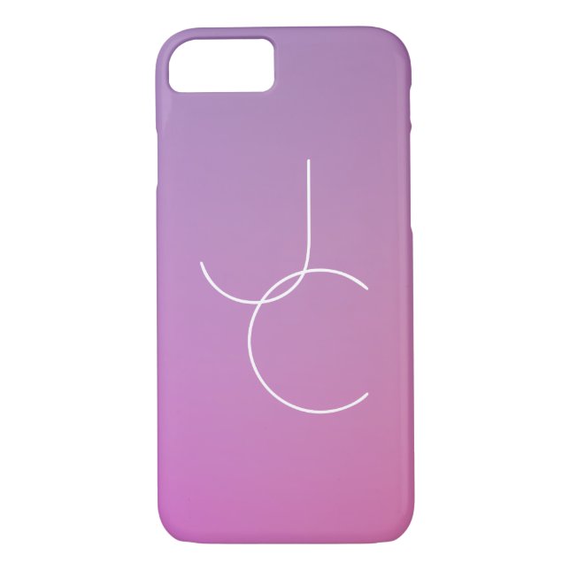 Modern 2 överlappande Initialer | Rosa Ombre Case-Mate iPhone Skal (Baksida)