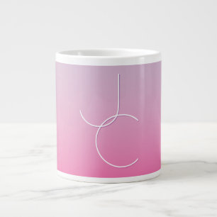 Modern 2 överlappande Initialer   Rosa Ombre Jumbo Mugg