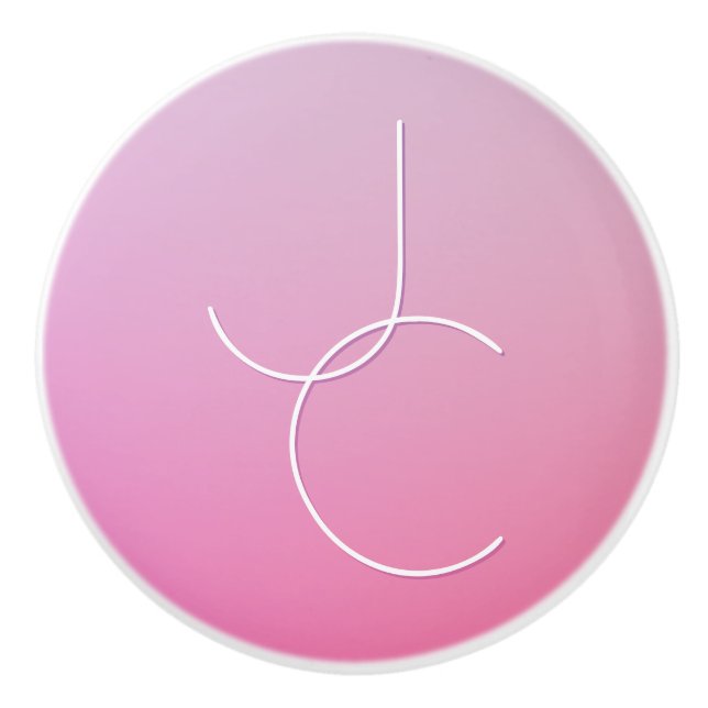 Modern 2 överlappande Initialer | Rosa Ombre Knopp (Framsidan)