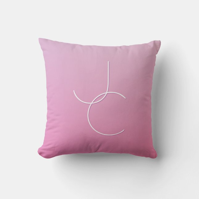 Modern 2 överlappande Initialer | Rosa Ombre Kudde (Framsida)