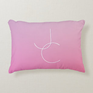 Modern 2 överlappande Initialer Rosa Ombre Prydnadskudde