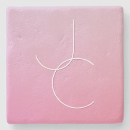 Modern 2 överlappande Initialer | Rosa Ombre Stenunderlägg