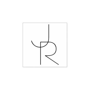 Modern 2 överlappande Initialer Stämpel