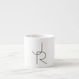 Modern 2 överlappande Initialer Svartvit Espressomugg