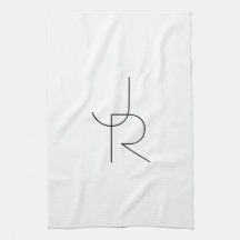 Modern 2 överlappande Initialer | Svartvit