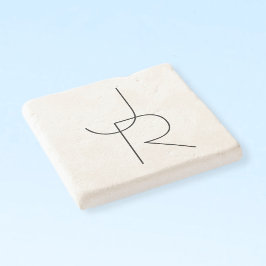 Modern 2 överlappande Initialer | Svartvit Stenunderlägg