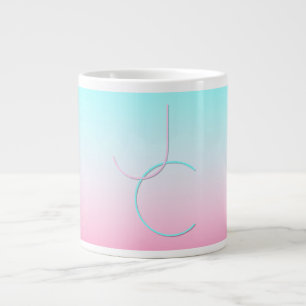 Modern 2 överlappande Initialer   Turkos Rosa Jumbo Mugg