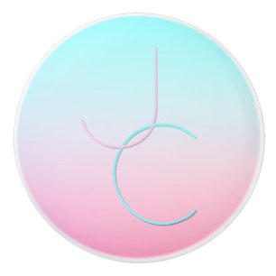 Modern 2 överlappande Initialer Turkos Rosa Knopp