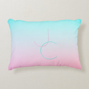 Modern 2 överlappande Initialer Turkos Rosa Prydnadskudde