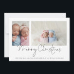 Modern 2 Photo Collage Baby Twillingars Första jul Julkort<br><div class="desc">Familj 2 Photo Collage Baby Twillingars Första julkortet. Byt bara ut de två exempelbilderna mot ditt eget och anpassa dem till hälsning och namn vid grund. God jul finns i ett skript för snyggt set. Finns även som utskrivbar digital nedladdning.</div>