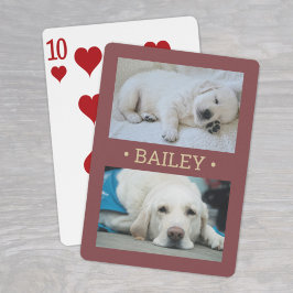 Modern 2 Photo Hund eller någon Namn Burgundy och  Casinokort